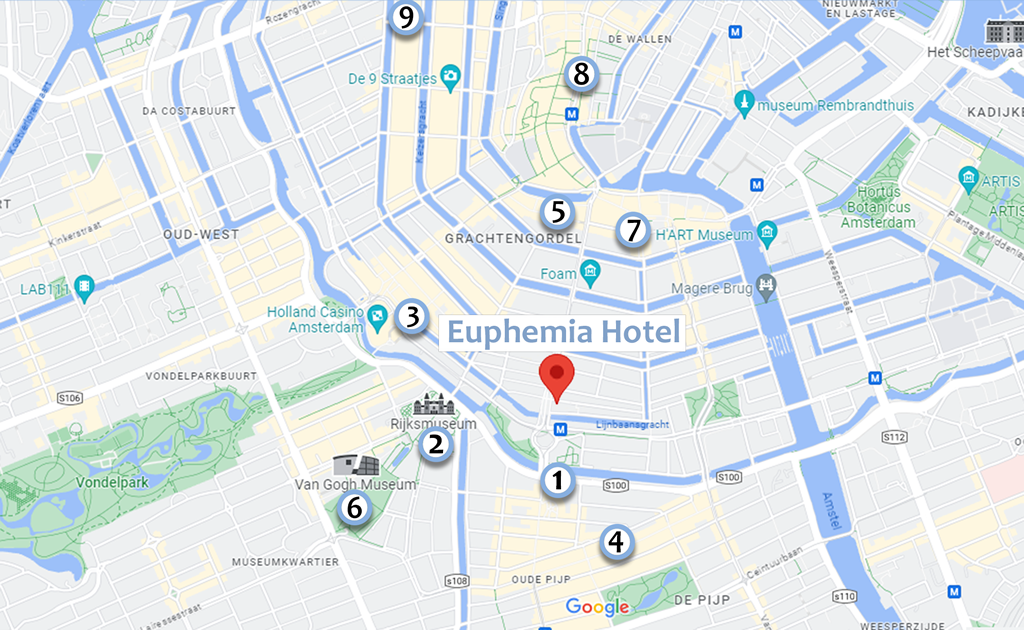 Location of Euphemia Hotel in Amsterdam